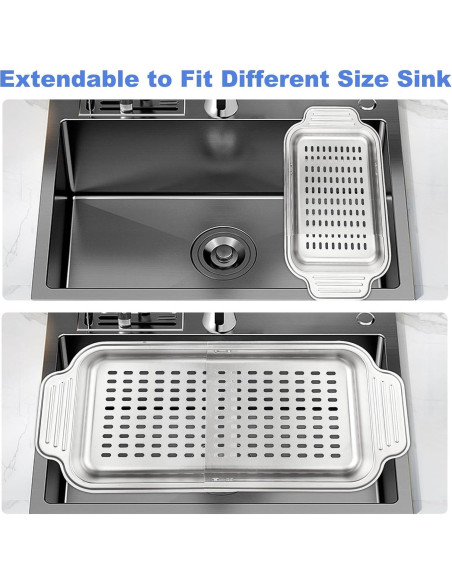 Colador de acero inoxidable GyssTotr extensible para fregadero 34.3-43.2 cm Colador de acero inoxidable GyssTotr extensible para fregadero 34.3-43.2 cm