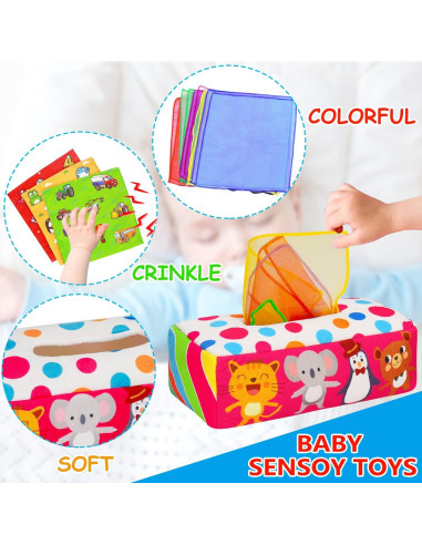 Juguete Sensorial Montessori Thremhoo Caja de Tejidos Bebés