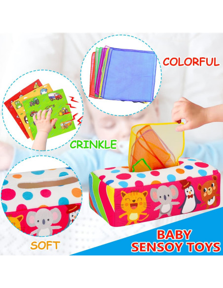 Juguete Sensorial Montessori Thremhoo Caja de Tejidos Bebés