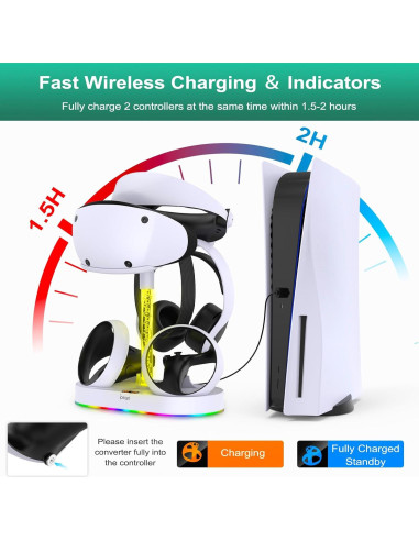 Soporte de Carga Vertical FastSnail para PS VR2 con RGB