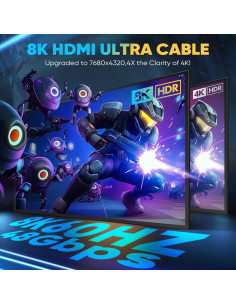 Cable HDMI 8K Yuaice 1.5FT 48Gbps 4K@120Hz HDR 2