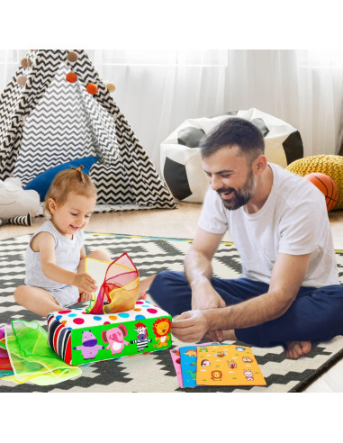 Juguete Sensorial Montessori Thremhoo Caja de Tejidos Bebés