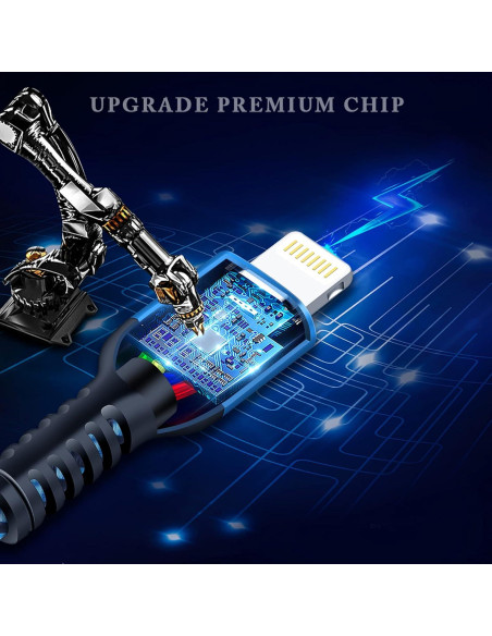 Cargador Rápido USB Doble Puerto + 4 Cables Trenzados iPhone