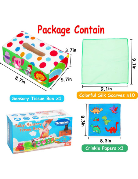 Juguete Sensorial Montessori Thremhoo Caja de Tejidos Bebés