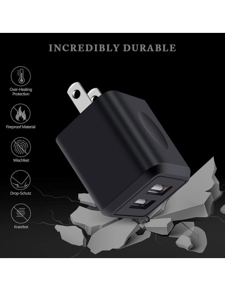 Cargador Rápido USB Doble Puerto + 4 Cables Trenzados iPhone