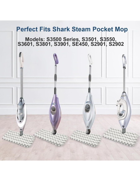 6 Almohadillas Reemplazo Microfibra Shark S3501 para Mop Vapor