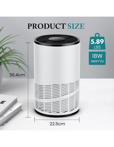 Purificador de Aire Sweetcrispy JHQ-D22-WT HEPA 3-en-1 Blanco