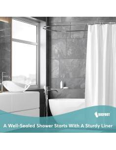 Cortina de Ducha BigFoot 182x182 cm PEVA Impermeable Sin Olores 2