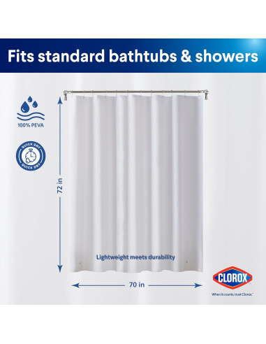 Cortina de Ducha Clorox 178x183 cm Impermeable PEVA