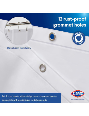 Cortina de Ducha Clorox 178x183 cm Impermeable PEVA
