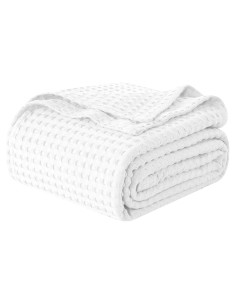 Manta Waffle 100% Algodón Elegant Comfort King Blanca 229x274 cm