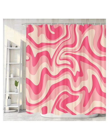 Cortina de Ducha Rosa Abstracta Retro Dongbei 182x182 cm