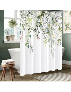 Cortina de Ducha Gibelle 72x72 Verde Salvia Floral Impermeable 2