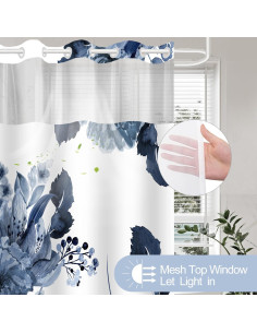 Cortina de Ducha Sin Gancho SSCRCUSLY Floral Azul 181x188 cm 2