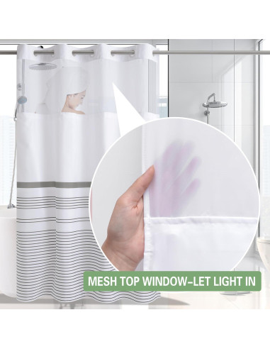 Cortina de Ducha KONZENT Boho Gris 137x188 cm Impermeable