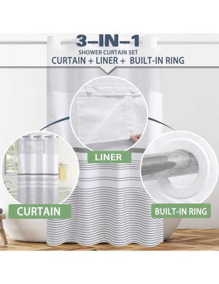 Cortina de Ducha KONZENT Boho Gris 137x188 cm Impermeable