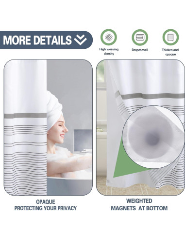 Cortina de Ducha KONZENT Boho Gris 137x188 cm Impermeable