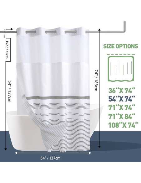 Cortina de Ducha KONZENT Boho Gris 137x188 cm Impermeable