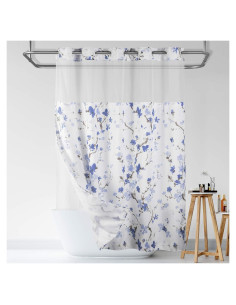 Cortina de Ducha Lagute SnapHook 180x188 cm Floral Azul