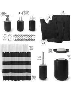 Juego de Baño Clara Clark 23 Piezas Microfibra Negro 2