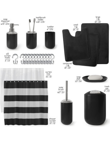 Juego de Baño Clara Clark 23 Piezas Microfibra Negro