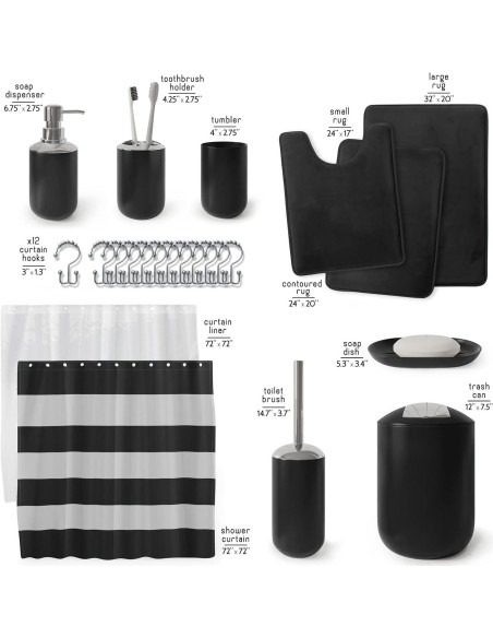 Juego de Baño Clara Clark 23 Piezas Microfibra Negro Juego de Baño Clara Clark 23 Piezas Microfibra Negro
