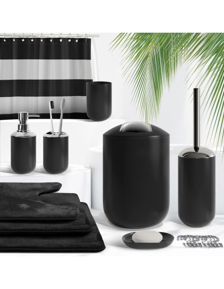 Juego de Baño Clara Clark 23 Piezas Microfibra Negro Juego de Baño Clara Clark 23 Piezas Microfibra Negro
