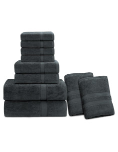 Juego de Toallas de Lujo 10 Piezas Gold Textiles Algodón Gris