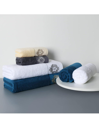 Juego de Toallas de Baño WDTBFY 100% Algodón Premium Blanco