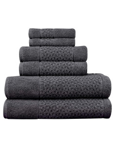 Juego de Toallas de Lujo 6 Piezas Toallas Turcas Clásicas Gris
