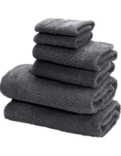 Juego de Toallas de Lujo 6 Piezas Toallas Turcas Clásicas Gris 2