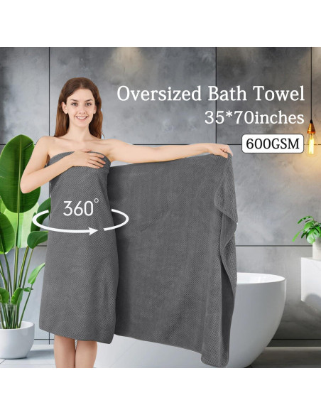 Juego de Toallas de Baño Hailea 4 Piezas Microfibra 600 GSM