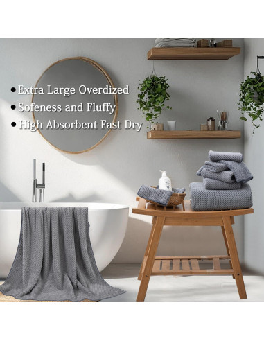 Juego de Toallas de Baño Hailea 4 Piezas Microfibra 600 GSM