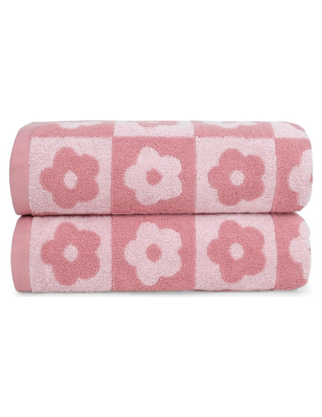 Juego de Toallas de Baño Jacquotha 2 Piezas Rosa Floral 140x70cm Juego de Toallas de Baño Jacquotha 2 Piezas Rosa Floral 140x70cm