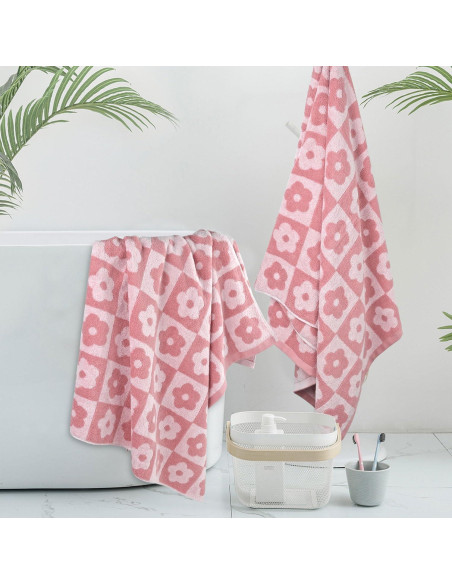 Juego de Toallas de Baño Jacquotha 2 Piezas Rosa Floral 140x70cm Juego de Toallas de Baño Jacquotha 2 Piezas Rosa Floral 140x70cm