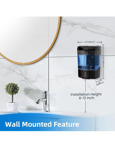 Dispensador Automático de Jabón SVAVO 600ml Sin Contacto Negro