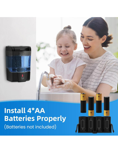 Dispensador Automático de Jabón SVAVO 600ml Sin Contacto Negro