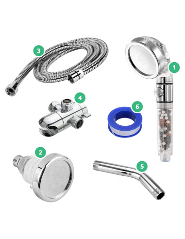 Cabezal de Ducha de Mano y Pared StoneStream EcoPower 3 Funciones