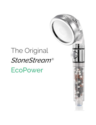 Cabezal de Ducha de Mano y Pared StoneStream EcoPower 3 Funciones
