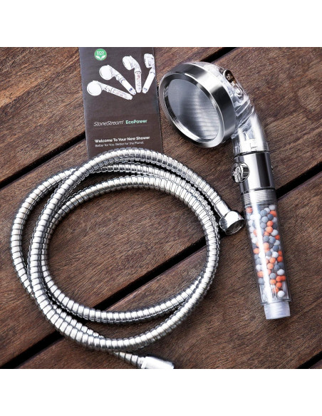 Cabezal de Ducha de Mano y Pared StoneStream EcoPower 3 Funciones