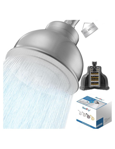 Cabezal de Ducha Filtrado SonTiy 6" Acero Inoxidable Cepillado