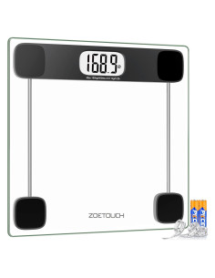 Báscula Digital ZOETOUCH 181 kg Vidrio Templado LCD Retroiluminada