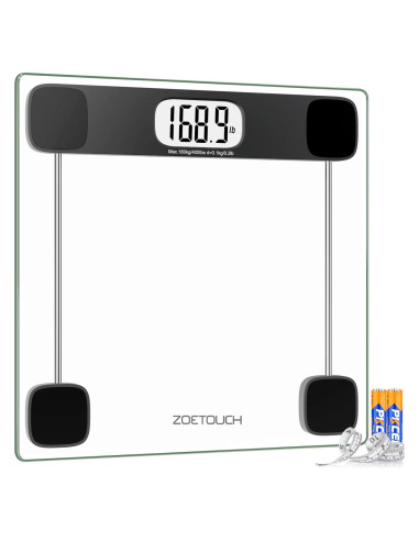 Báscula Digital ZOETOUCH 181 kg Vidrio Templado LCD Retroiluminada