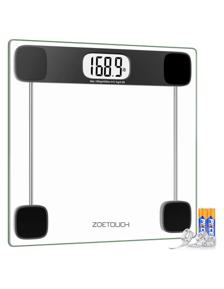 Báscula Digital ZOETOUCH 181 kg Vidrio Templado LCD Retroiluminada