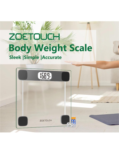 Báscula Digital ZOETOUCH 181 kg Vidrio Templado LCD Retroiluminada