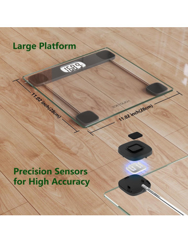 Báscula Digital ZOETOUCH 181 kg Vidrio Templado LCD Retroiluminada