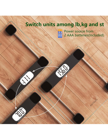 Báscula Digital ZOETOUCH 181 kg Vidrio Templado LCD Retroiluminada