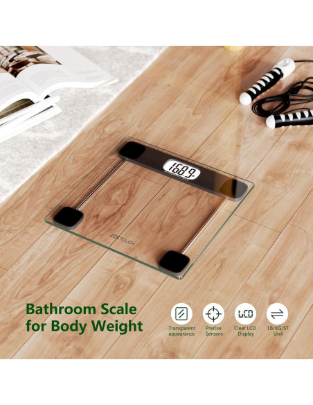 Báscula Digital ZOETOUCH 181 kg Vidrio Templado LCD Retroiluminada