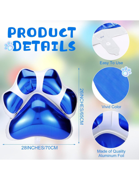 Globos de Patas de Perro Azules Hungdao - 9 Pcs 71x66 cm