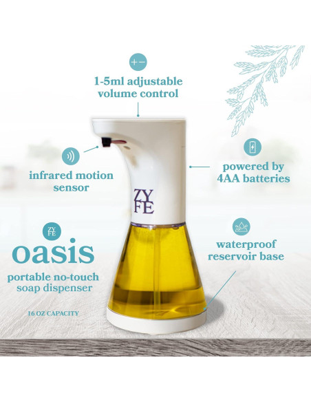 Dispensador de Jabón Automático ZYFE Oasis 0.47L Blanco